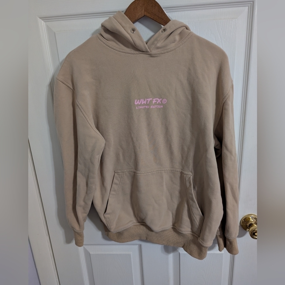 White Fox Womens Hoodie Beige Size S/M Small Medium Pullover Sweatshirt